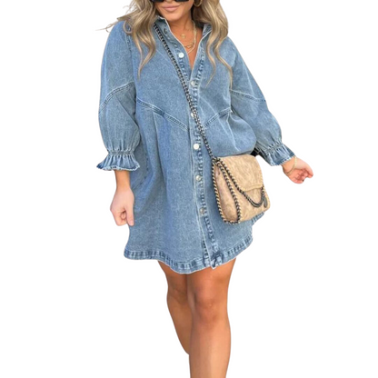 Langärmeliges Denim-Kleid - Julya