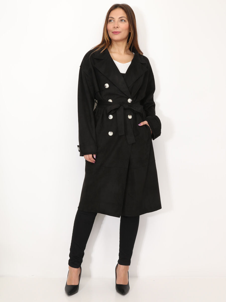 Klassischer Winter-Trenchcoat aus Wildleder - Ada