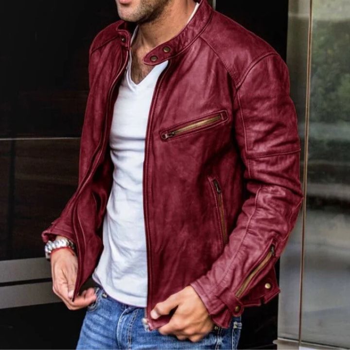 Stylische Herren-Lederjacke mit wetterfester Verarbeitung - Dennis