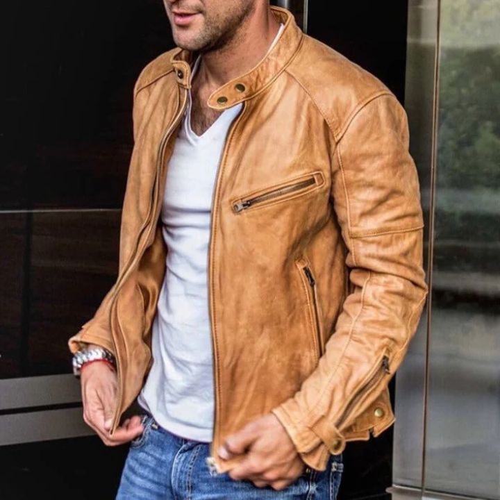 Stylische Herren-Lederjacke mit wetterfester Verarbeitung - Dennis