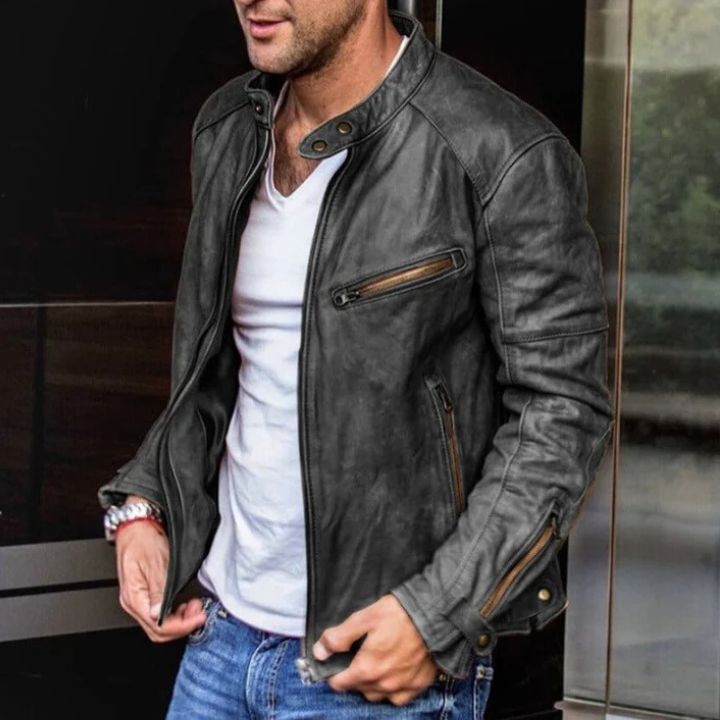 Stylische Herren-Lederjacke mit wetterfester Verarbeitung - Dennis