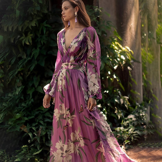 Elegantes böhmisches langes Kleid - Aveline