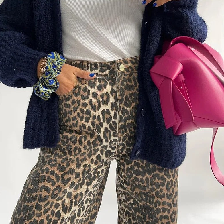 Vintage-Jeans mit Leopardenmuster - Felicity