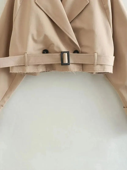 Modische Cropped Trenchcoat Jacke für Frauen - Alvira