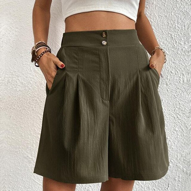 Stylische Doppelknopf-Shorts für Damen - Orla