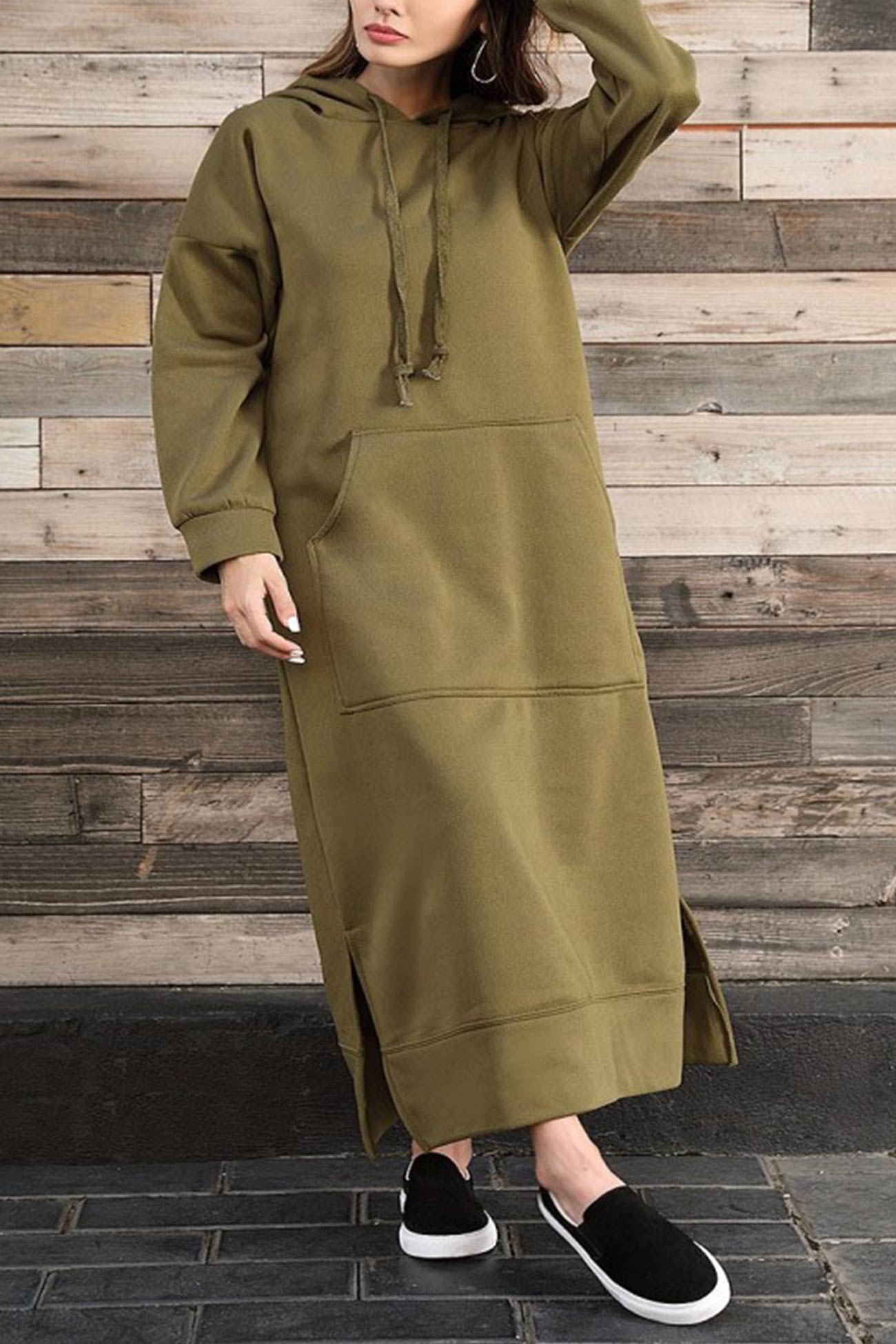 Hoodie-Kleid mit geschlitztem Saum - Caitlyn