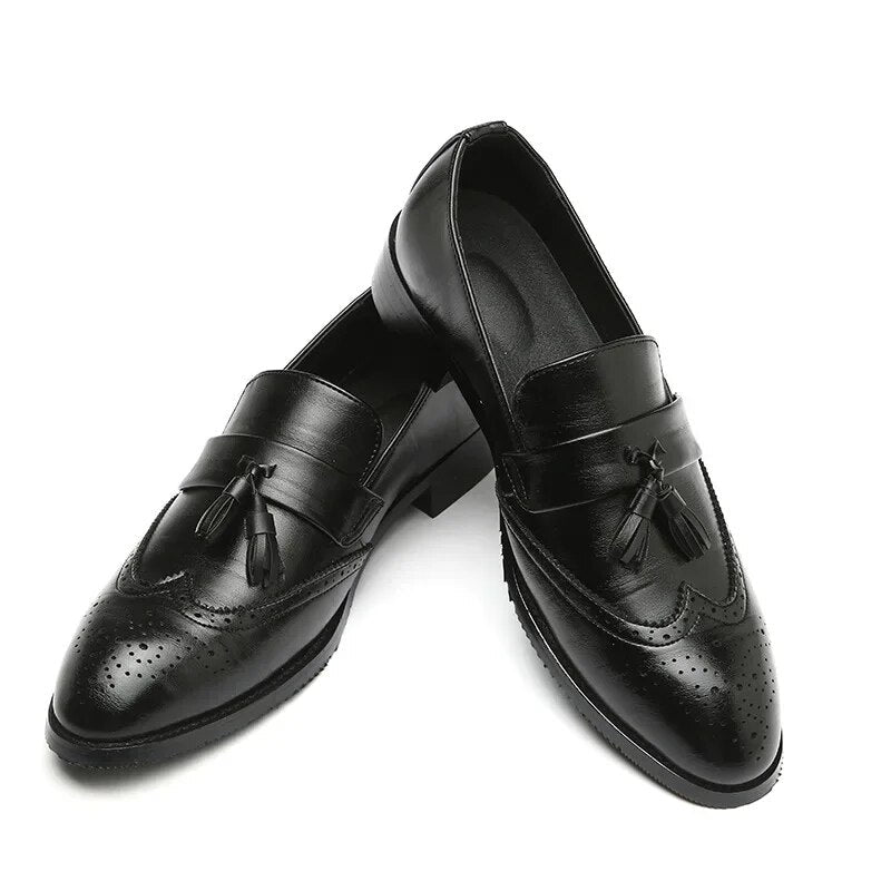 Orthopädische Classic Herren Brogues mit Quasten - Nero