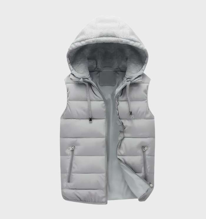 Ärmellose Pufferjacke für Männer und Frauen, ideal für Herbst und Winter, mit leichter Polsterung, Kapuze und praktischen Reißverschlusstaschen.