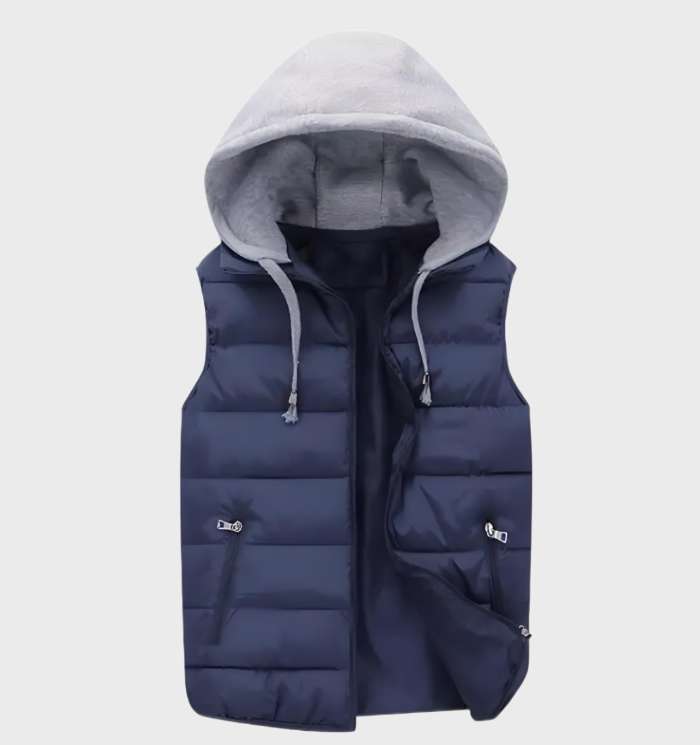 Ärmellose Pufferjacke für Männer und Frauen, ideal für Herbst und Winter, mit leichter Polsterung, Kapuze und praktischen Reißverschlusstaschen.