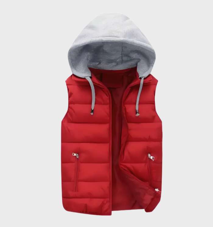 Ärmellose Pufferjacke für Männer und Frauen, ideal für Herbst und Winter, mit leichter Polsterung, Kapuze und praktischen Reißverschlusstaschen.