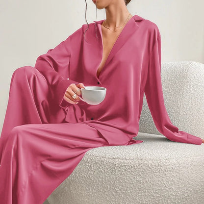 Seidige Eleganz Pyjama-Set in Übergröße - Belen