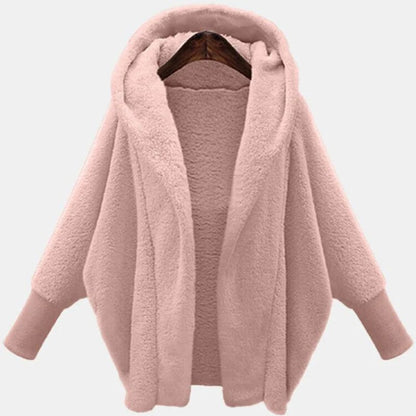 Bequeme Fleece-Strickjacke für Frauen, ideal für Herbst- und Wintertage, mit weichem Fleece und Kapuze für zusätzlichen Komfort.