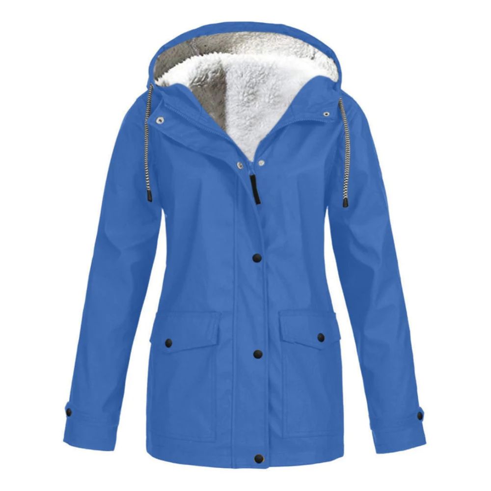 Damen-Winterjacke mit Fleece-Futter, ideal für Herbst- und Wintertage, mit Fleece-gefütterter Kapuze und wasserabweisendem Material.