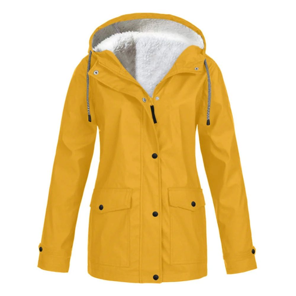 Damen-Winterjacke mit Fleece-Futter, ideal für Herbst- und Wintertage, mit Fleece-gefütterter Kapuze und wasserabweisendem Material.