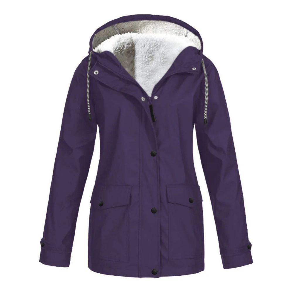 Damen-Winterjacke mit Fleece-Futter, ideal für Herbst- und Wintertage, mit Fleece-gefütterter Kapuze und wasserabweisendem Material.