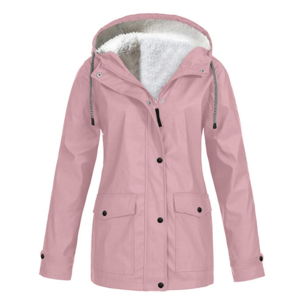 Damen-Winterjacke mit Fleece-Futter, ideal für Herbst- und Wintertage, mit Fleece-gefütterter Kapuze und wasserabweisendem Material.