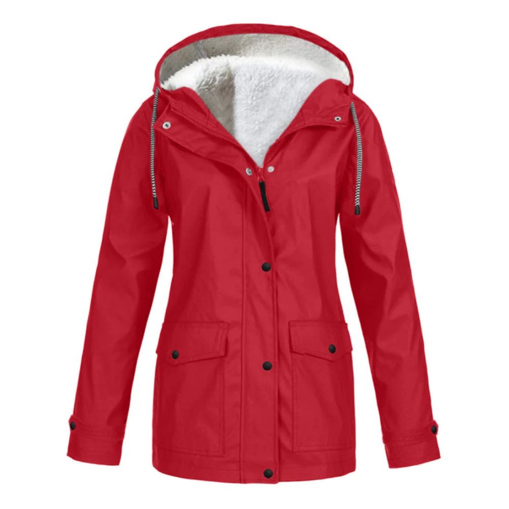 Damen-Winterjacke mit Fleece-Futter, ideal für Herbst- und Wintertage, mit Fleece-gefütterter Kapuze und wasserabweisendem Material.