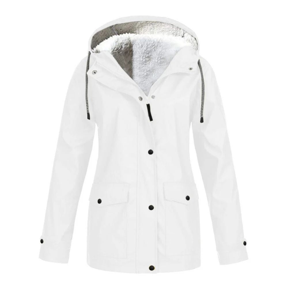 Damen-Winterjacke mit Fleece-Futter, ideal für Herbst- und Wintertage, mit Fleece-gefütterter Kapuze und wasserabweisendem Material.