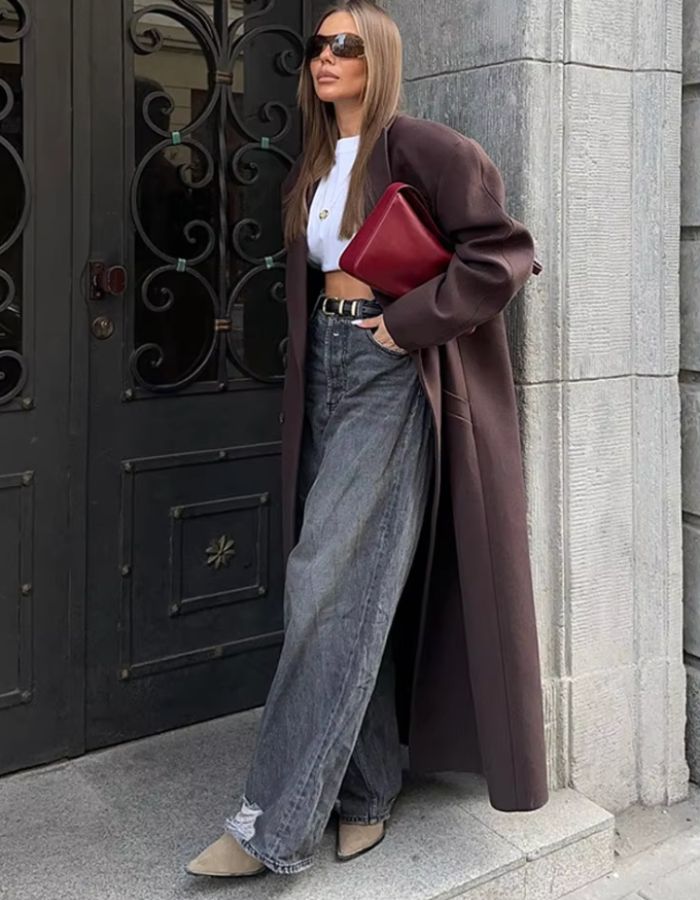 Eleganter Trenchcoat für Frauen ideal für Herbst und Winter, klassisches Design mit doppelt geknöpfter Front