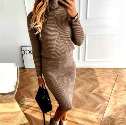 Gemütliches Pullover-Strickkleid für Frauen – ideales Kleid für kalte Herbst- oder Wintertage, kombiniert Stil mit Komfort.