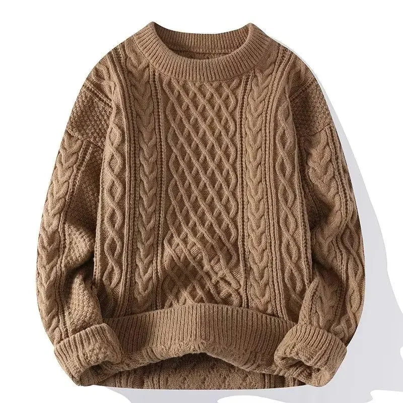 Herren Vintage-Strickpullover mit klassischem Zopfmuster, ideal für kühle Tage, vielseitig kombinierbar und angenehm weich.