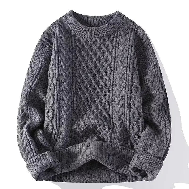 Herren Vintage-Strickpullover mit klassischem Zopfmuster, ideal für kühle Tage, vielseitig kombinierbar und angenehm weich.