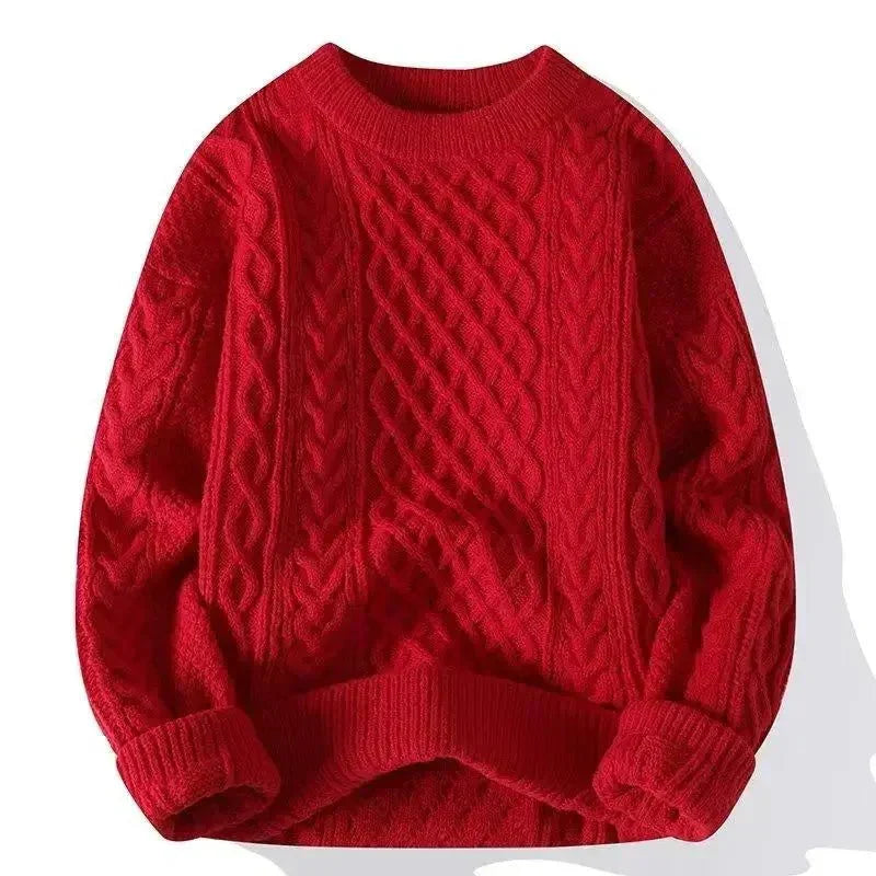 Herren Vintage-Strickpullover mit klassischem Zopfmuster, ideal für kühle Tage, vielseitig kombinierbar und angenehm weich.