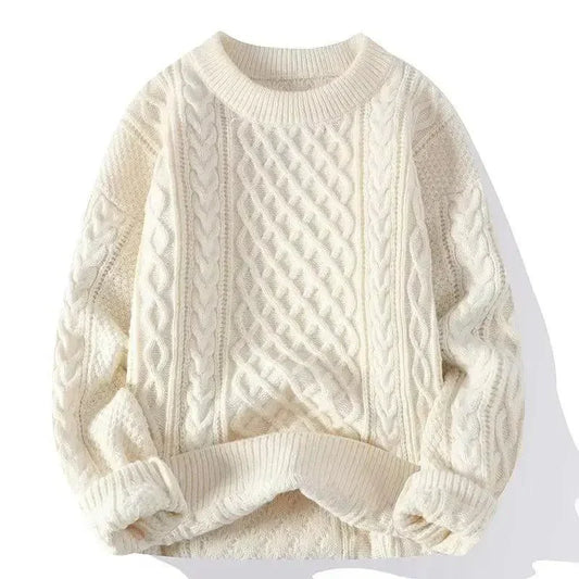 Herren Vintage-Strickpullover mit klassischem Zopfmuster, ideal für kühle Tage, vielseitig kombinierbar und angenehm weich.