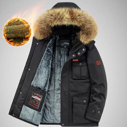 Herren Windbreaker und wasserdichte Jacke mit kuscheligem Innenfutter und verstellbarer Kapuze für kühle Herbst- und Wintertage.