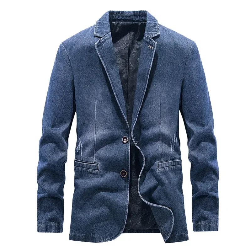 Klassische Jeansjacke für Männer, ideal für Herbst und Winter, zeitloses Design mit robuster Verarbeitung und vielseitigen Kombinationsmöglichkeiten.