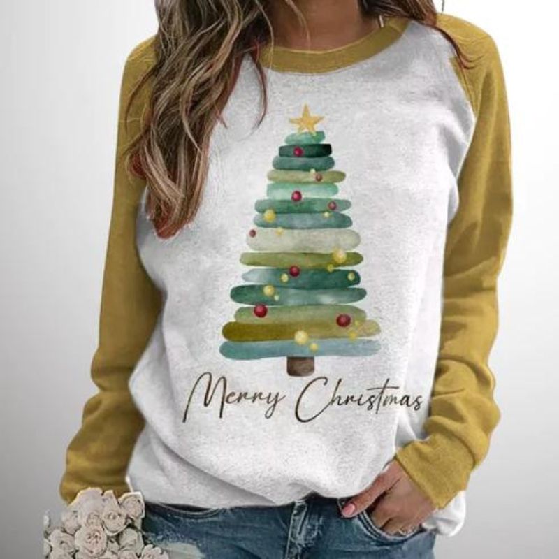 Kuscheliger Weihnachtspullover für Damen mit Weihnachtsbaum-Design, ideal für Herbst- oder Wintertage