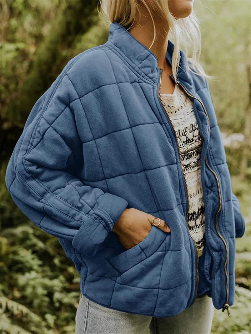 Lässige Winterjacke für Frauen mit Steppmuster, lockerer Passform und weichem Stoff, perfekt für lässige Winterausflüge.