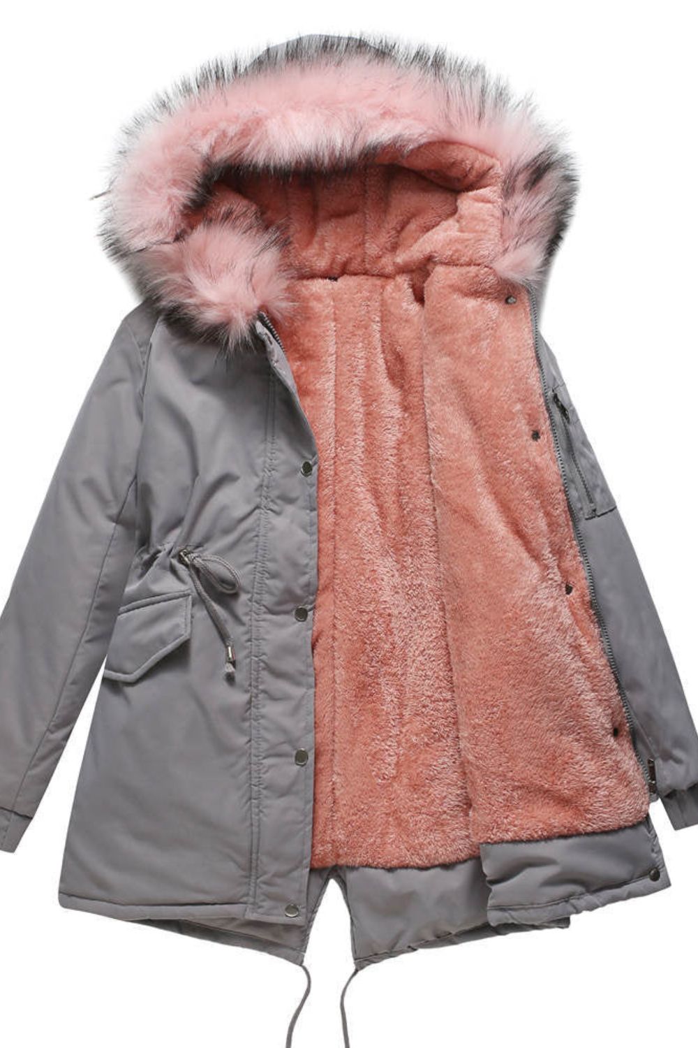 Parka-Jacke mit Kunstfell-Kapuze für Damen, ideal für kalte Herbst- und Wintertage.