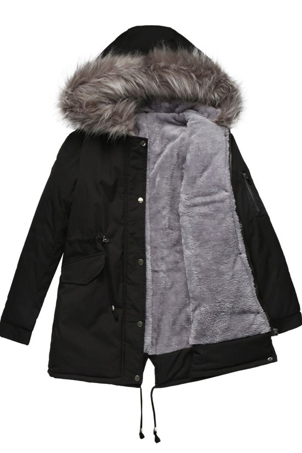 Parka-Jacke mit Kunstfell-Kapuze für Damen, ideal für kalte Herbst- und Wintertage.