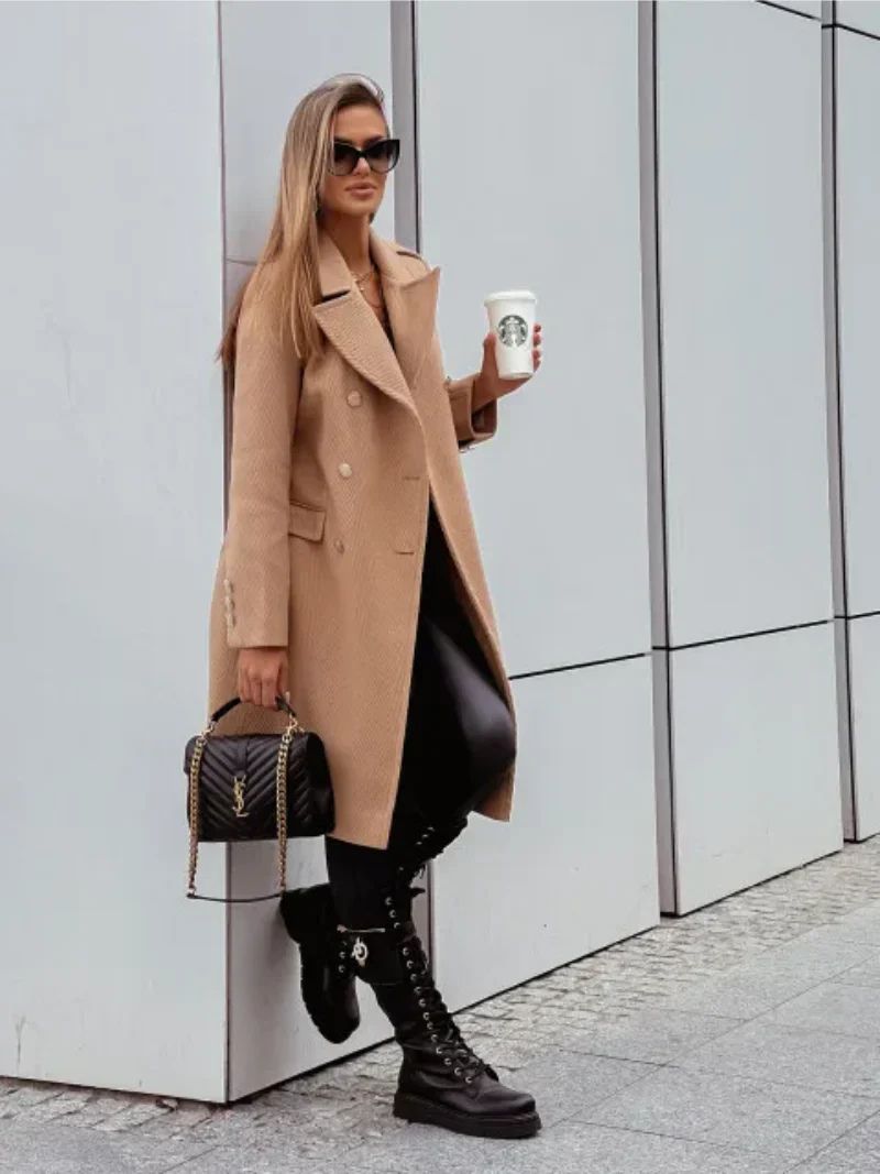 Slim Fit Trenchcoat für Frauen, ideal für kalte Herbst- und Wintertage, figurbetont und elegant