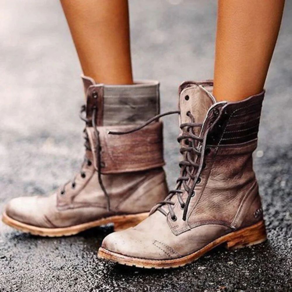 Stylische Lederstiefel für Frauen, ideal für kalte Herbst- und Wintertage.