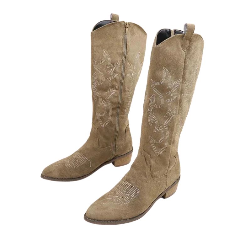 Stylische Cowboystiefel für Frauen mit klassischem Western-Design, ideal für Herbst- und Wintertage.