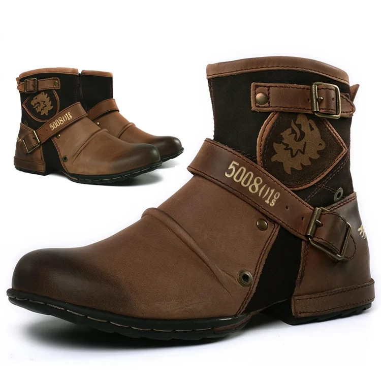 Vintage-Cowboystiefel für Männer, ideal für Herbst- und Wintertage, aus robustem Leder und mit authentischem Western-Design.