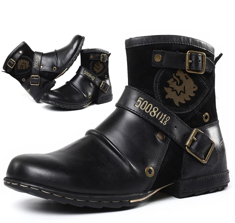 Vintage-Cowboystiefel für Männer, ideal für Herbst- und Wintertage, aus robustem Leder und mit authentischem Western-Design.