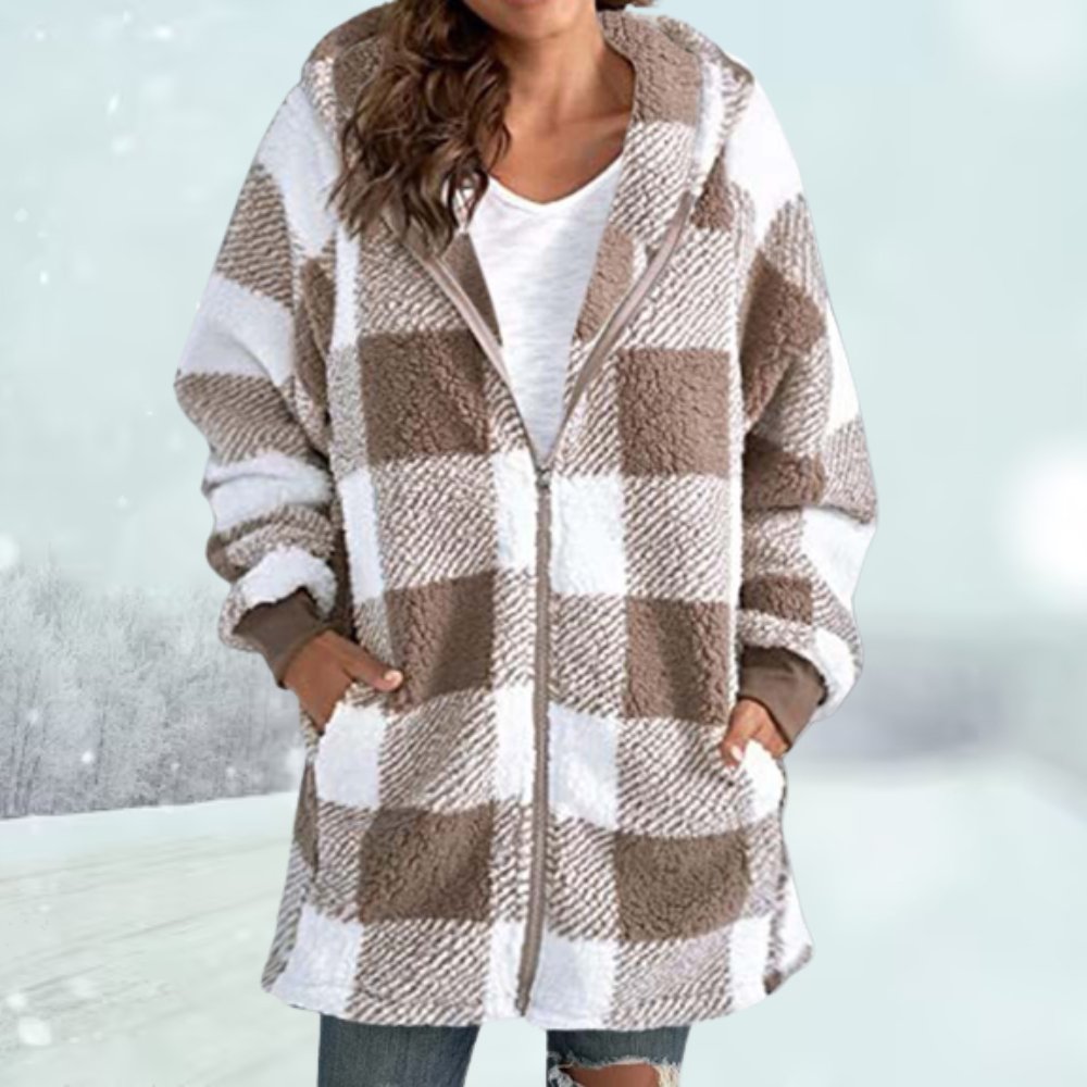 Warme Kapuzenjacke für Frauen, ideal für kühle Herbst- und Wintertage, mit weichem Material und praktischer Kapuze