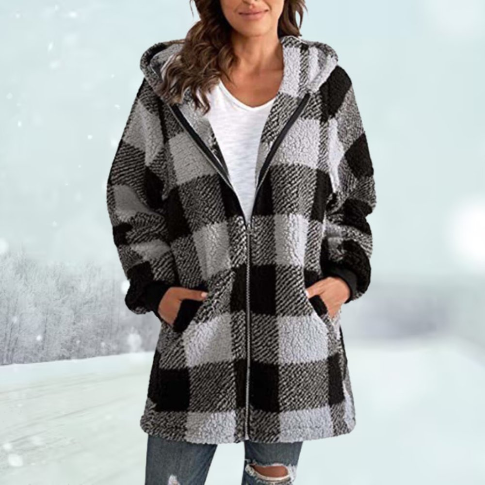 Warme Kapuzenjacke für Frauen, ideal für kühle Herbst- und Wintertage, mit weichem Material und praktischer Kapuze