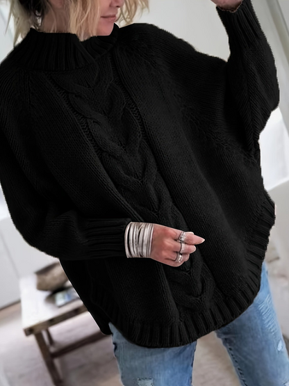 Warmer Strickpullover für Frauen mit elegantem Zopfmuster, ideal für Herbst- und Wintertage