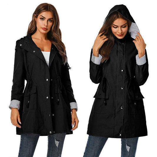 Wasserdichter Windbreaker für Frauen mit Kapuze, ideal für Herbst- und Wintertage