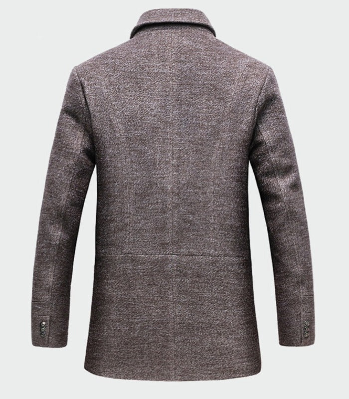 Winddichte Jacke aus Wolle, ideal für kalte Herbst- und Wintertage, mit hochwertiger Wollkonstruktion und elegantem Design.