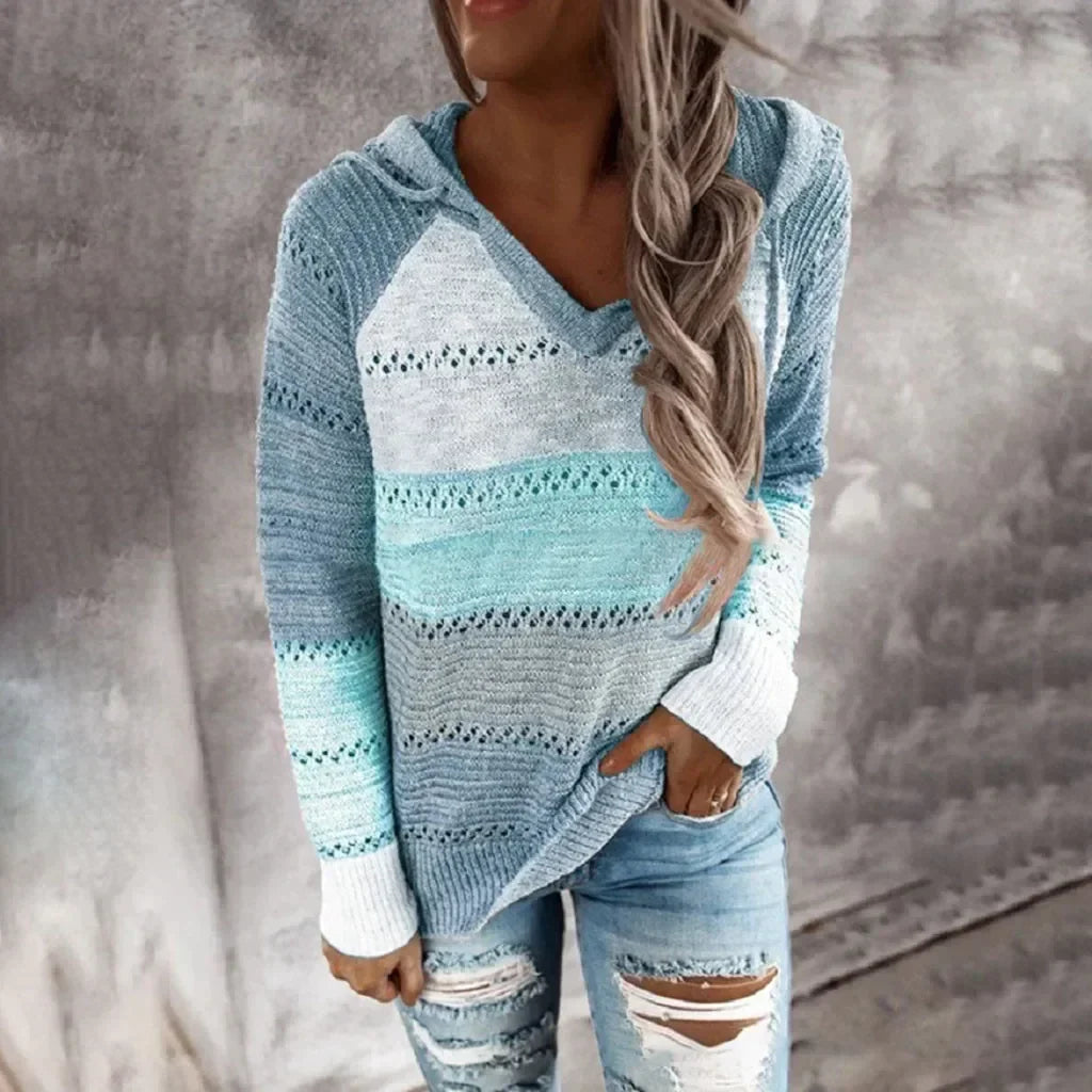 Gestreifter Pullover mit Kapuze - Jolene