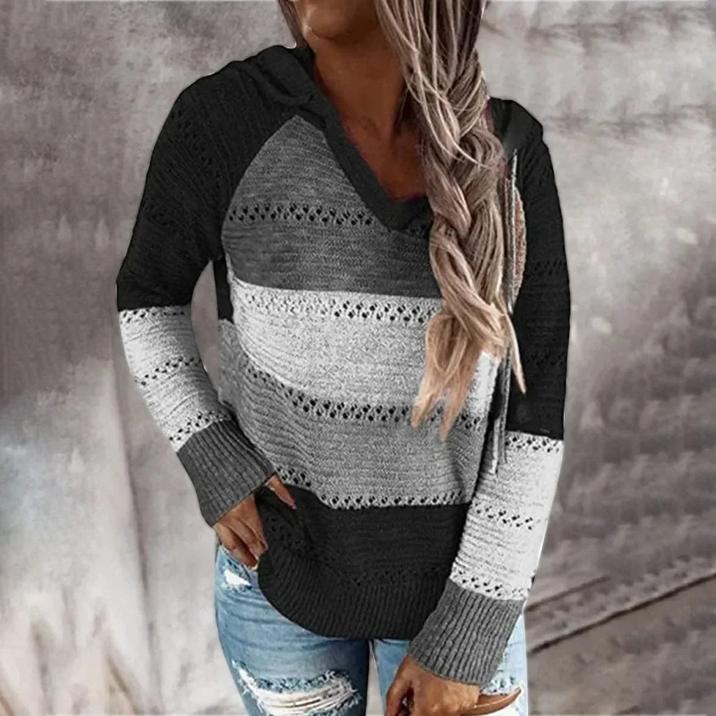 Gestreifter Pullover mit Kapuze - Jolene